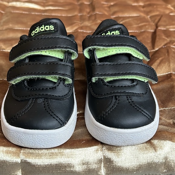 adidas Vl Court 2.0 Cmf Inf Black/Grey/Green Infant Shoes - Picture 2 of 8